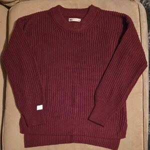 SO Women's Ribbed Crewneck Sweater - Wine
